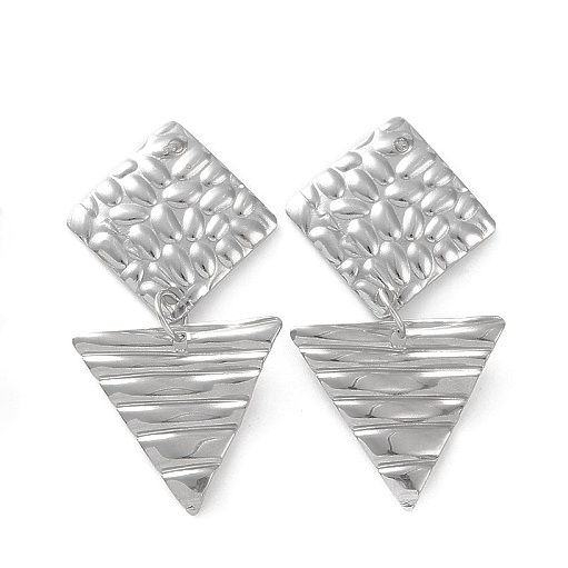 Cercei otel inoxidabil 304, romb si triunghi, 37x19x1mm 1 pereche