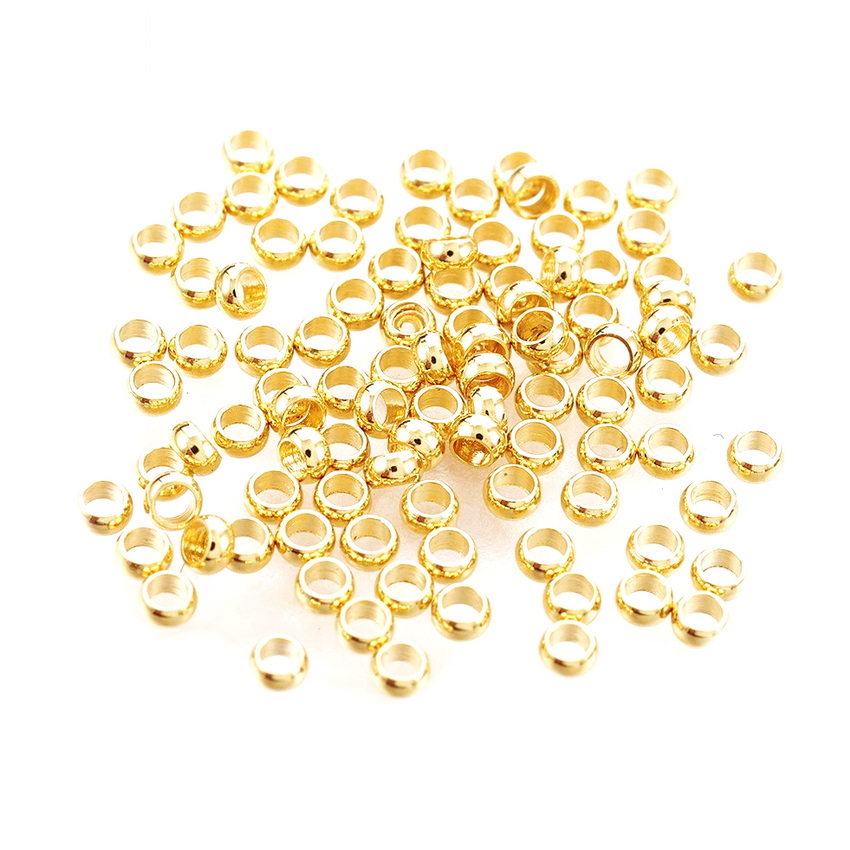 Distantiere/ margele otel inoxidabil 304, chirurgical, placate cu aur 18K, 2mm cca 50 buc