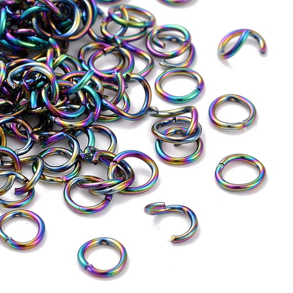 Zale simple otel inoxidabil 304, placate multicolor, 4x0.6mm 10 buc