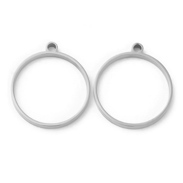 Cadru pandantiv pt.rasina, otel inoxidabil 304, rotund, 28x25x3mm 1 buc