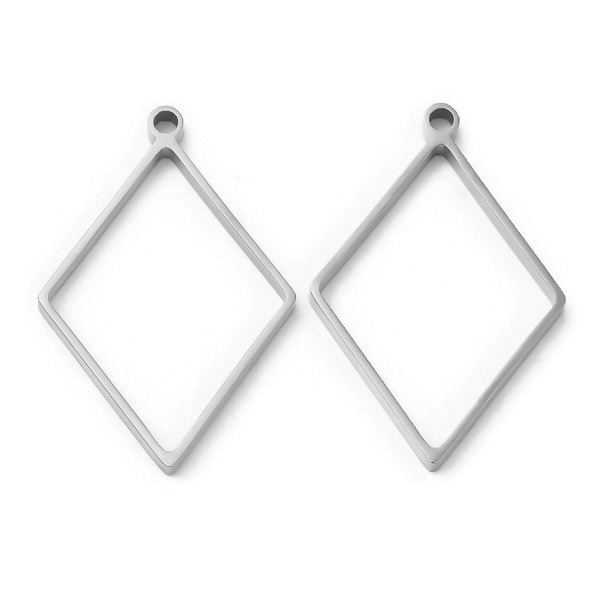 Cadru pandantiv pt.rasina, otel inoxidabil 304, rombic, 39x26x3mm 1 buc