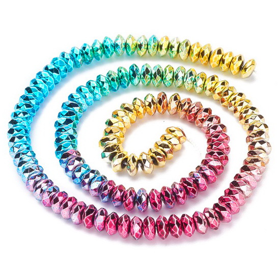 Hematit fatetat, rondel 6x3mm, electroplacat multicolor-sir 125 buc 1 buc
