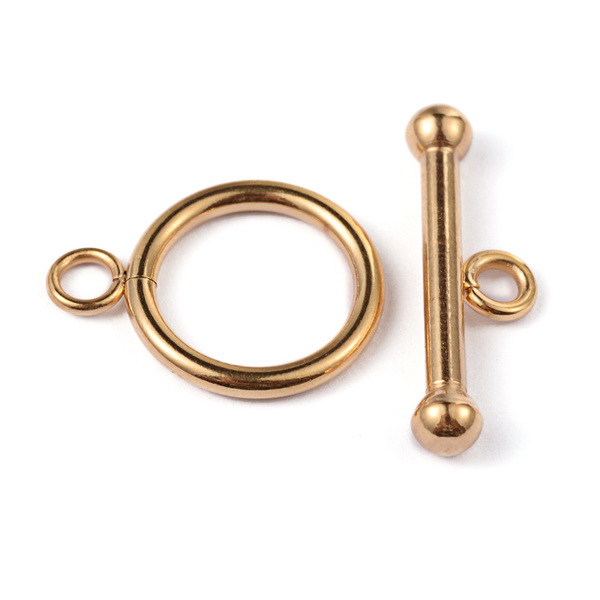 Inchizatoare toggle otel inoxidabil 304, IP(placat cu ioni) auriu, 21x15x2mm, tija 25x8x4mm
 1 buc