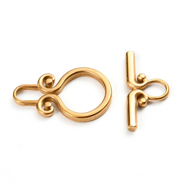 Inchizatoare toggle otel inoxidabil 304, IP(placat cu ioni) auriu, rotunda 23x15x2mm, tija 22x10x2mm
 1 buc