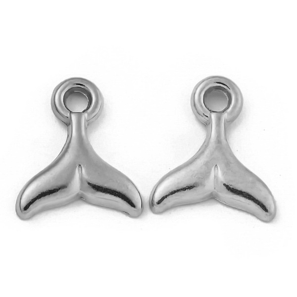 Pandantiv otel inoxidabil 304, coada de peste 13x11x2mm 1 buc