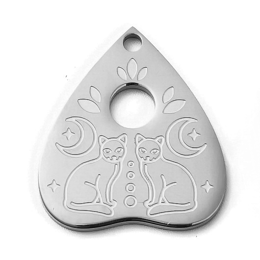Pandantiv otel inoxidabil 304, inima cu striatii pisici, 25x22x1.4mm 1 buc