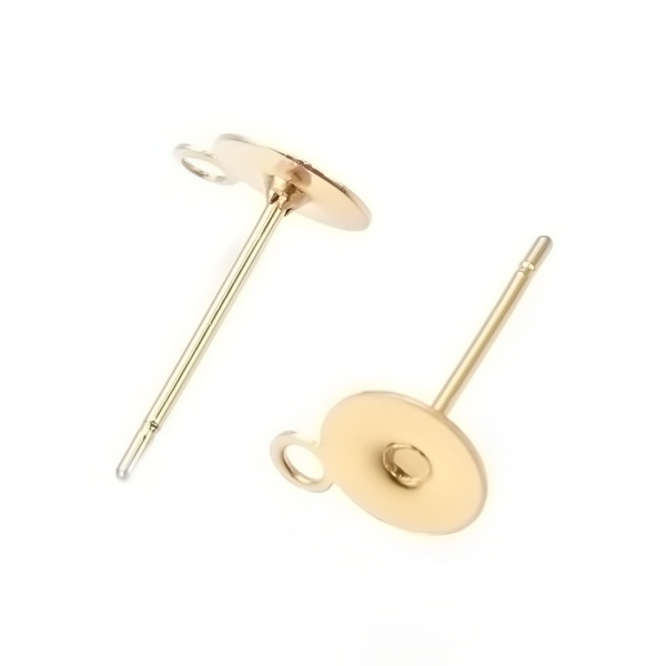 Tortite cercei otel inoxidabil 304 auriu, 12x6mm, cu bucla, pt.platou 6mm 2 buc
