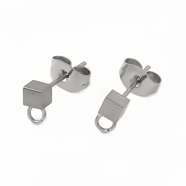 Tortite cercei otel inoxidabil 304, cubice, 6x3x3mm 2 buc
