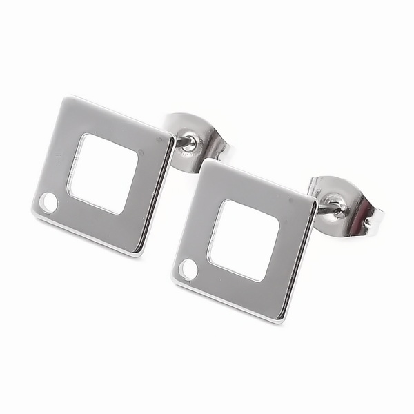 Tortite cercei otel inoxidabil 304, rombice, 10x10x0.7mm 2 buc