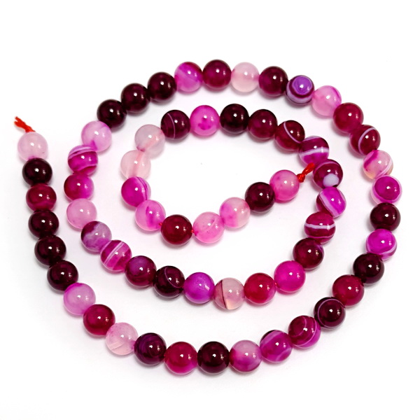 Agata striped sferica 6mm, magenta-sir 63buc 1 buc