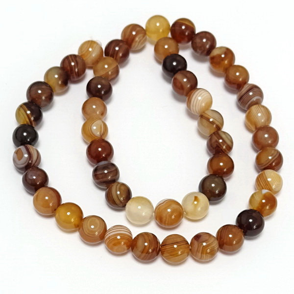 Agata striped sferica 8mm, maro-sir 48 buc 1 buc