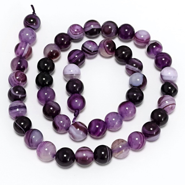 Agata striped sferica 8mm, violet-sir 48 buc 1 buc