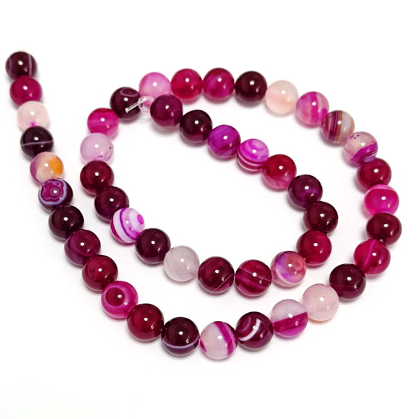 Agata striped sferica 8mm, magenta-sir 48 buc 1 buc