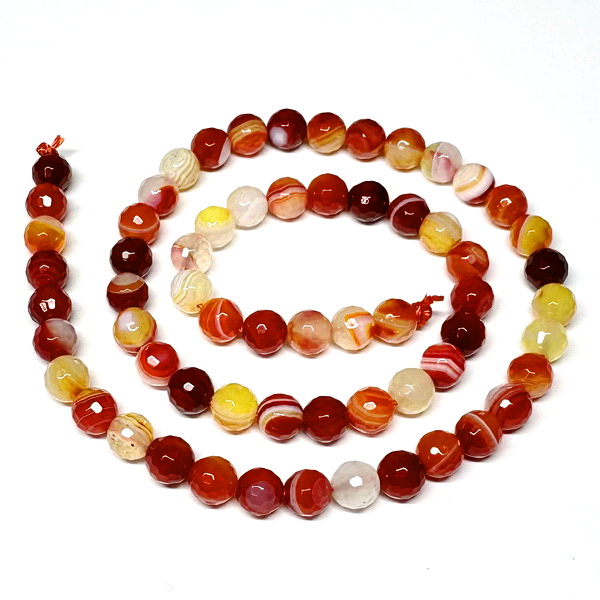 Agata striped, fatetata 6mm, rosie-sir 63 buc 1 buc