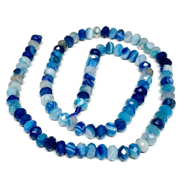 Agata striped rondel 6x4mm, albastra-sir 95 buc 1 buc