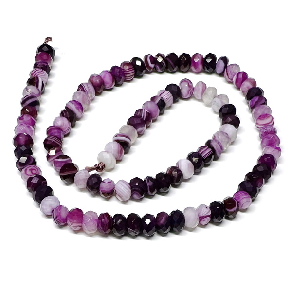 Agata striped rondel 6x4mm, violet-sir 95 buc 1 buc