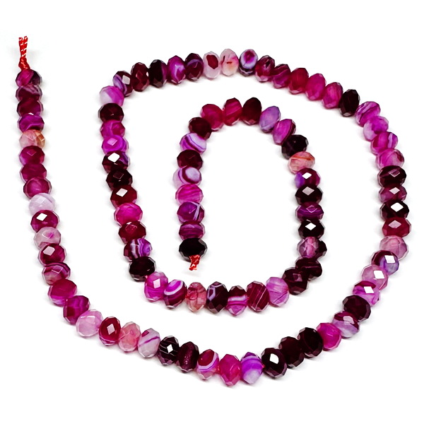 Agata striped rondel 6x4mm, magenta-sir 95 buc 1 buc