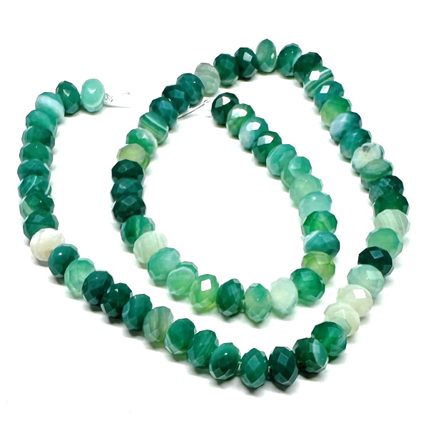 Agata striped, rondel 8x6mm, verde-sir 72 buc 1 buc