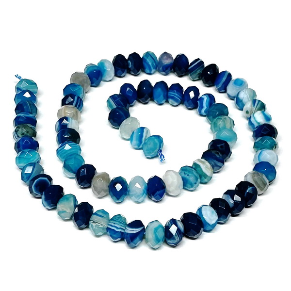 Agata striped, rondel 8x6mm, albastra-sir 72 buc 1 buc
