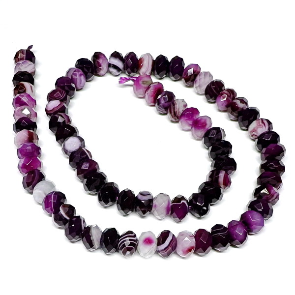 Agata striped, rondel 8x6mm, violet-sir 72 buc 1 buc