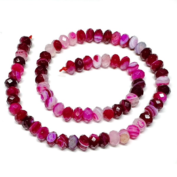 Agata striped, rondel 8x6mm, magenta-sir 72 buc 1 buc