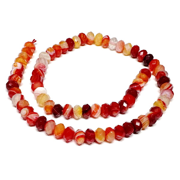 Agata striped, rondel 8x6mm, rosie-sir 72 buc 1 buc