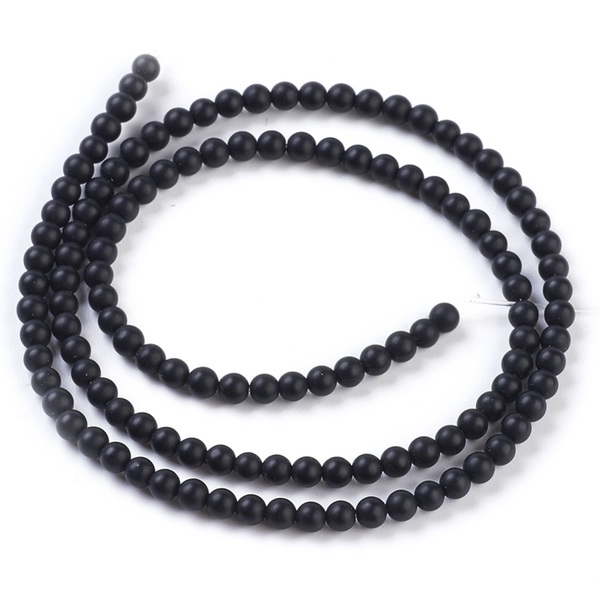 Agata neagra, frosted, 3mm-sir 128 buc 1 buc
