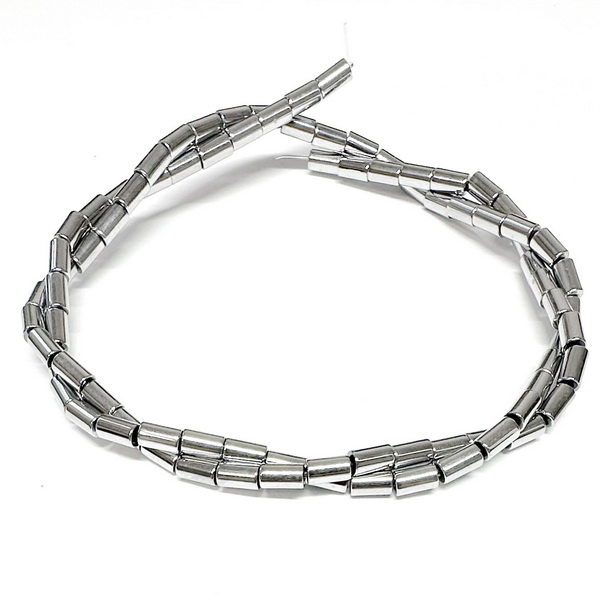 Hematit tubular, electroplacat argintiu, 5x3mm-sir 80buc 1 buc