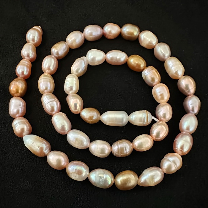 Perle cultura roz si mov, 6~7x6~7mm-sir 46 buc(40 cm) 1 buc