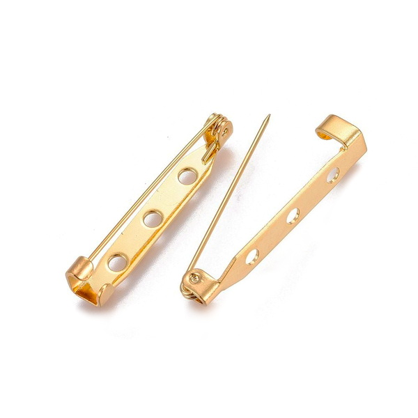Brosa otel inoxidabil placat cu aur 18K, 32x4.5mm 1 buc