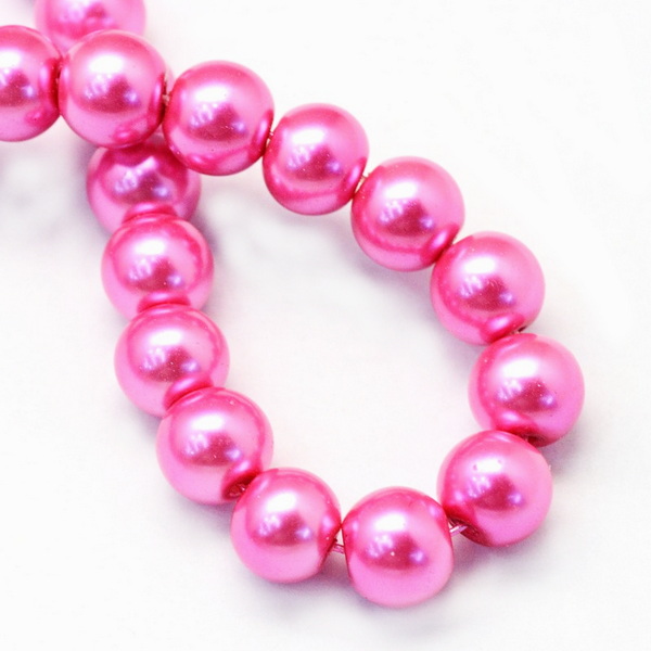 Perle sticla fucsia deschis, 8mm-sir 105 buc 1 buc