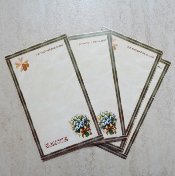 Carton martisor crem cu ghiocei, 9.2x5.5cm 100 buc