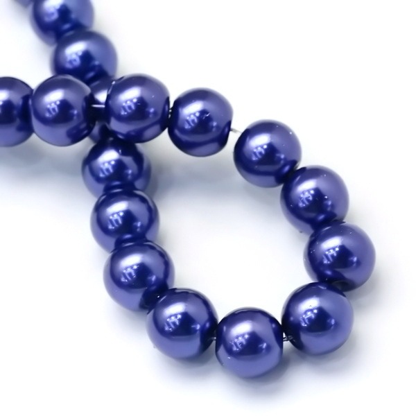 Perle sticla 8mm, albastre-sir 105 buc 1 buc