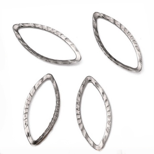 Link/inel de legatura otel inoxidabil 304 cu striatii, argintiu inchis, 18x8x0.8mm 1 buc