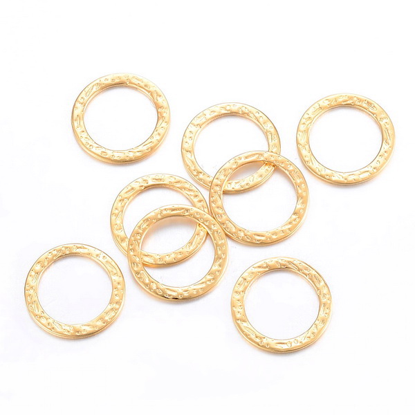 Link/inel de legatura otel inoxidabil 304 auriu, cu imprimeu, 15x0.8mm 1 buc