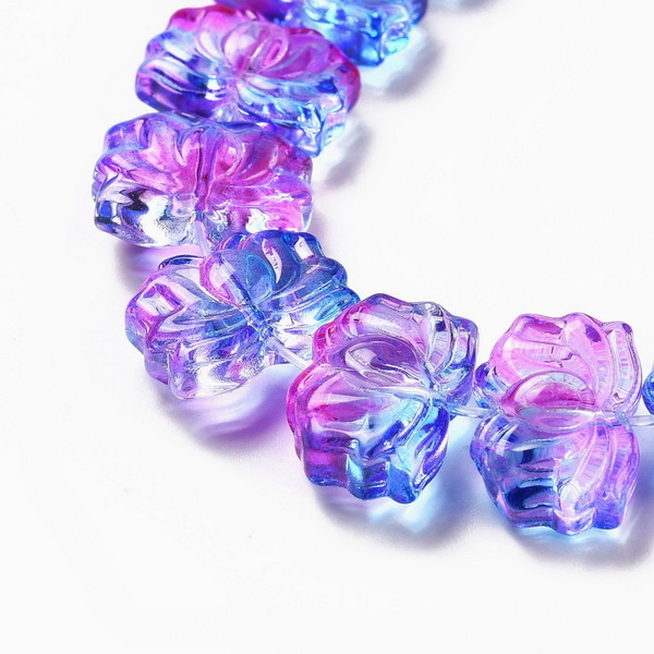 Cristal sticla, foare de lotus mov, 14x10x7mm 1 buc