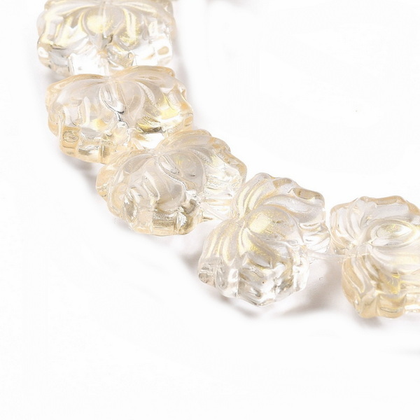 Cristal sticla, foare de lotus aurie, 14x10x7mm 1 buc