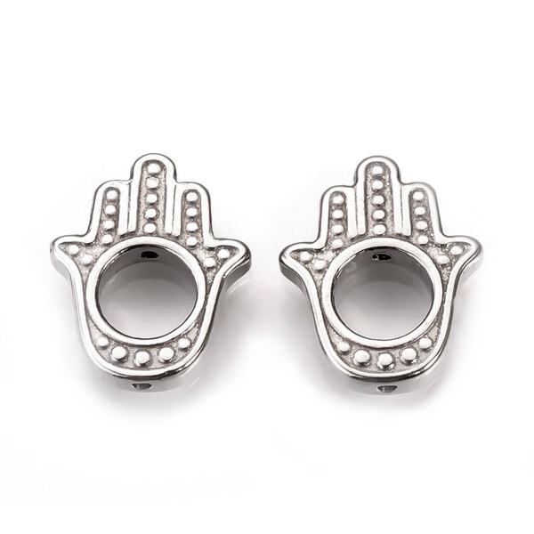 Margele otel inoxidabil chirurgical 304, palma Hamsa 16x13x3mm 1 buc