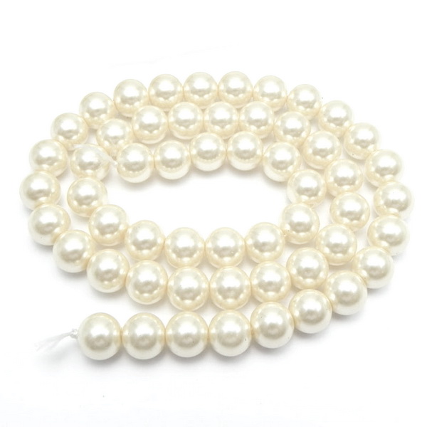 Perle sticla 8mm, crem-sir 105 buc 1 buc