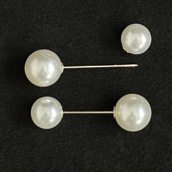 Ace brosa, aurii, 45x1.2mm, perle plastic crem de 12mm si 14mm 1 buc