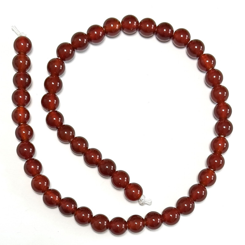 Carneol 8mm, orificiul 2mm-sir 46 buc 1 buc
