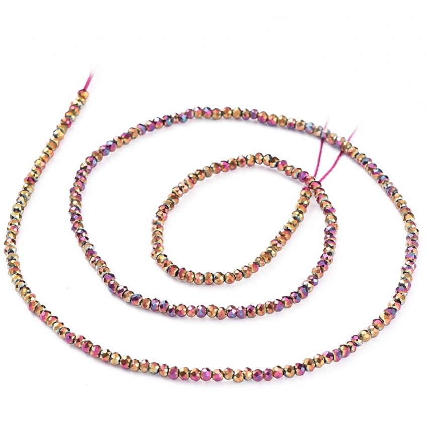 Cristale rondele 2.5x1.5mm, electroplacate, violet metalizat-sir 200-220 buc 1 buc