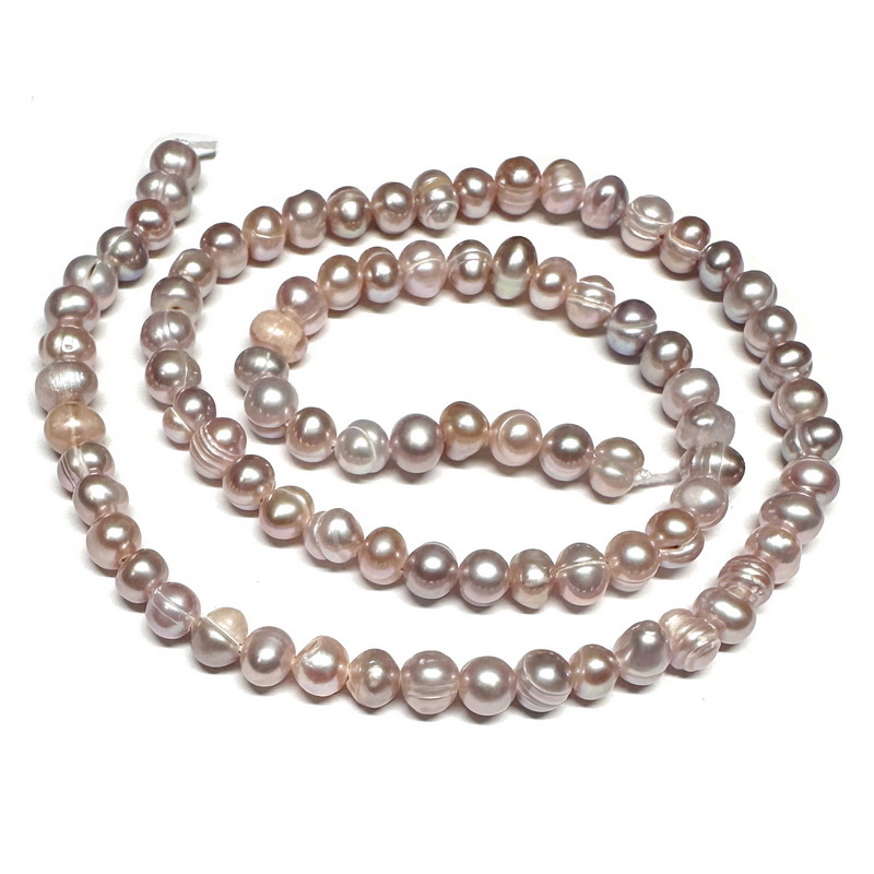 Perle cultura mov cu reflexe, 4~5mm-sir 86 buc(35 cm) 1 buc