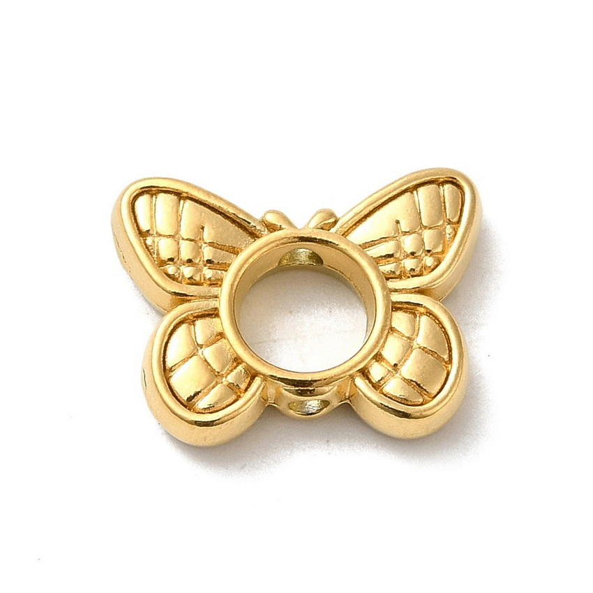 Distantiere/margele otel inoxidabil chirurgical 304, placate cu aur 18K, fluture 12x16x3.5mm 1 buc