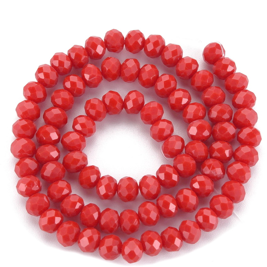 Cristale rondele 6x5mm, opace, rosii-sir 83 buc 1 buc
