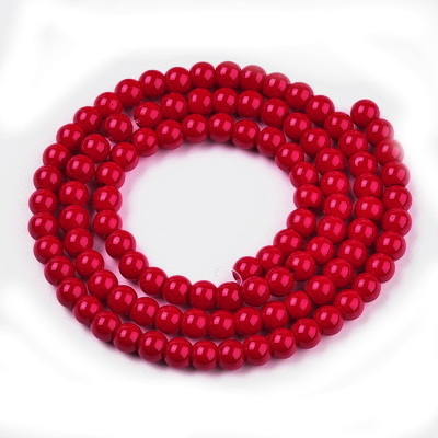 Margele sticla, rosiu inchis, 4mm-sir 95-96buc 1 buc