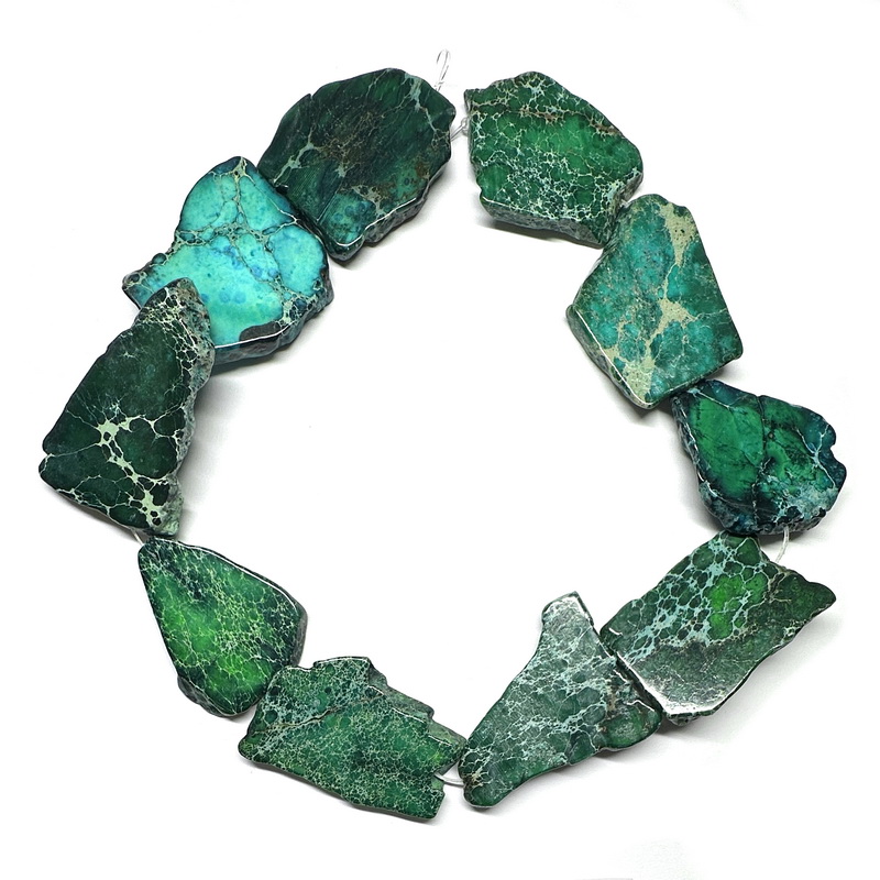 Jasp imperial verde, nugets, forme neregulate 20~62x15~50x4~7mm-sir 10 buc