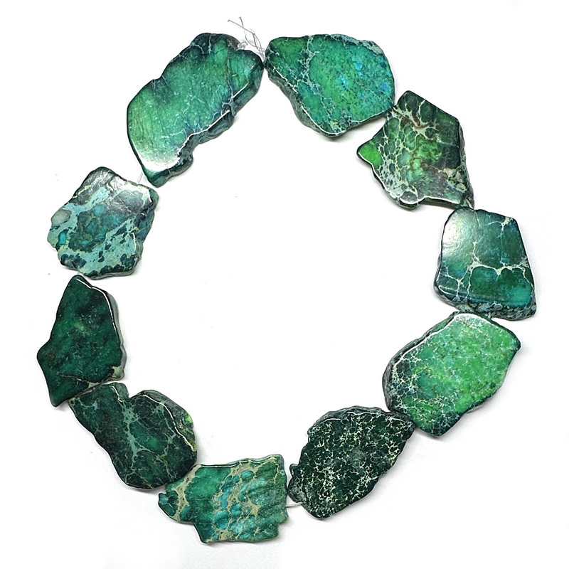 Jasp imperial verde, nugets, forme neregulate 20~62x15~50x4~7mm-sir 10 buc
