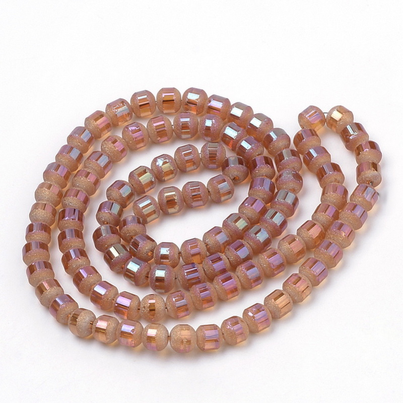 Margele sticla auriu-roscat, electroplacate, frosted, sfete 6mm-sir 100 buc 1 buc