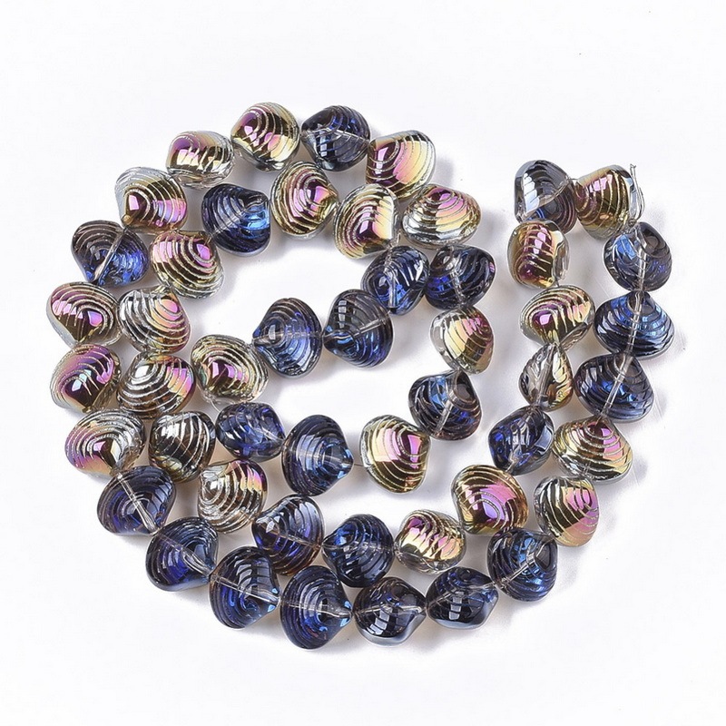 Margele sticla albastra electroplacata, scoica 15x12x10mm-sir 50 buc 1 buc